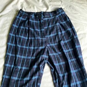 H&M pleated plaid pants